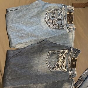 Miss Me Light and Dark Blue Jeans